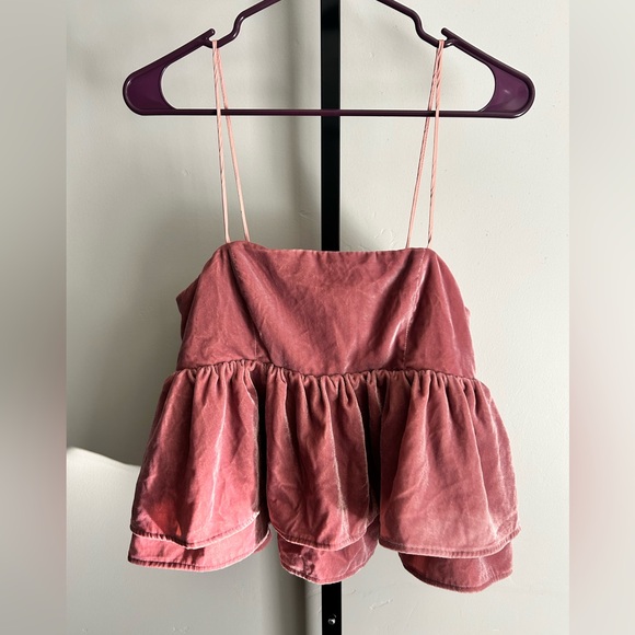 NWOT Urban Outfitters Velvet Babydoll Strapless Tank Dusty Pink - Picture 3 of 4